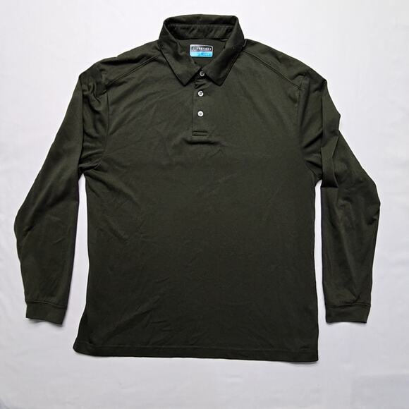 PGA Tour Other - PGA Tour Shirt Long Sleeve Polo Striped Dark Green Mens Large Golf Top